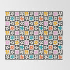 Trendy checkered flower art pattern Throw Blanket Gallery Image 2