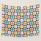 Trendy checkered flower art pattern Wall Tapestry Gallery Image 4