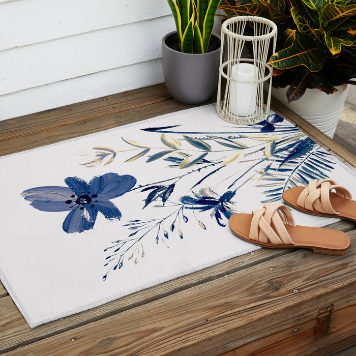 Blue flowers Outdoor Rug Gallery Image 2