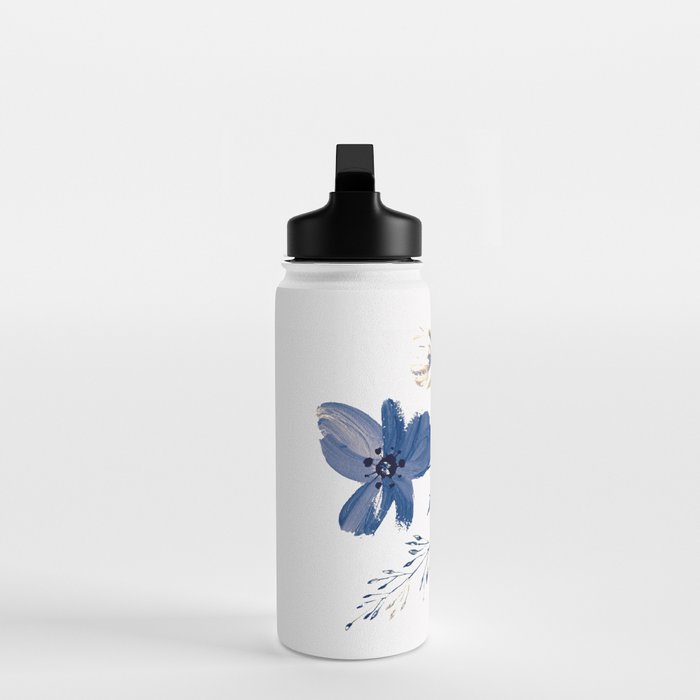 Blue flowers Water Bottle Gallery Image 3
