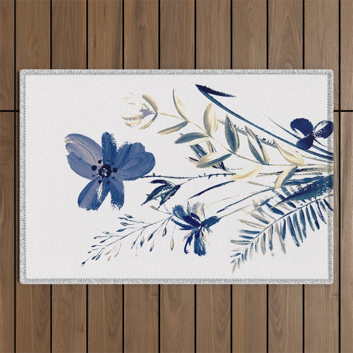 Blue flowers Outdoor Rug Gallery Image 1