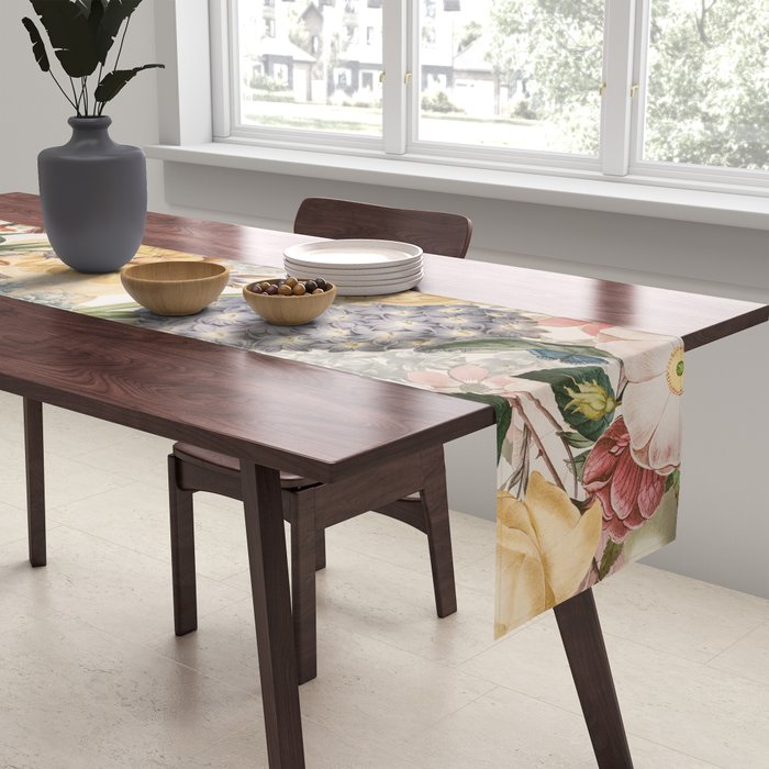 Vintage Tropical Flower And Bird Garden Table Runner Gallery Image 2