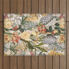 Vintage Tropical Flower And Bird Garden Outdoor Rug Gallery Image 1