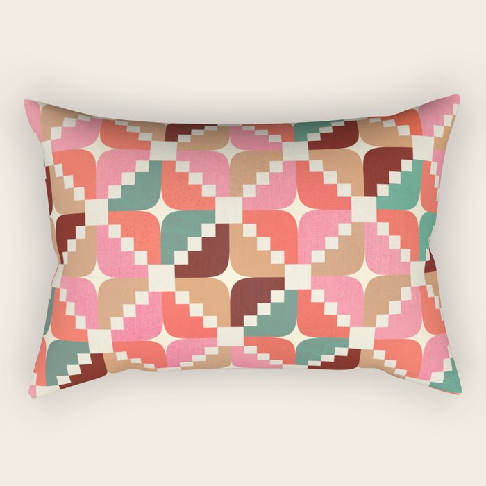 Winter Retro Quilt Pattern Rectangular Pillow Gallery Image 1