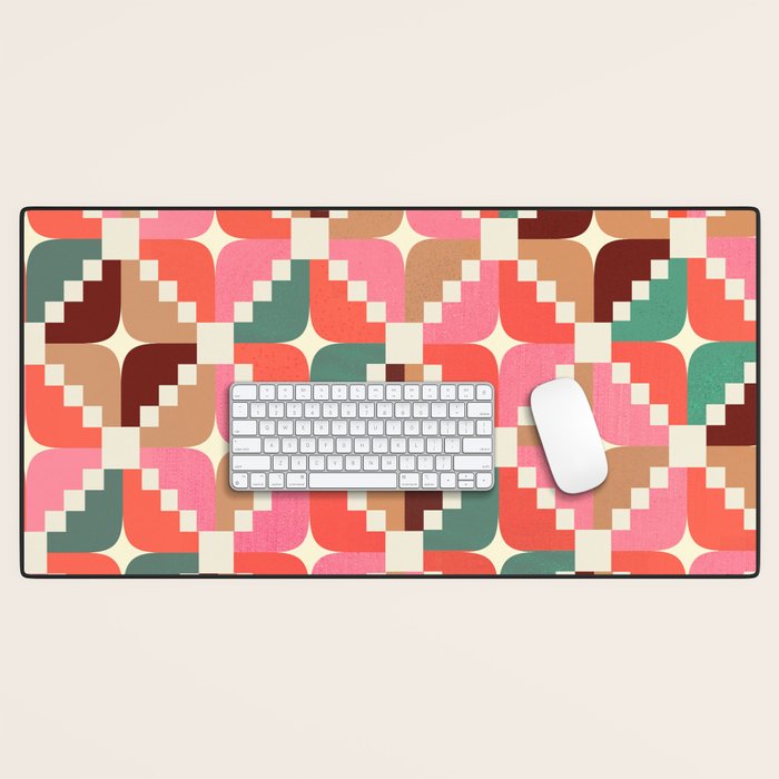Winter Retro Quilt Pattern Desk Mat Gallery Image 1