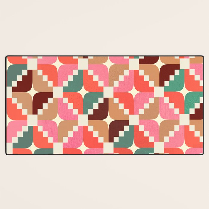 Winter Retro Quilt Pattern Desk Mat Gallery Image 3
