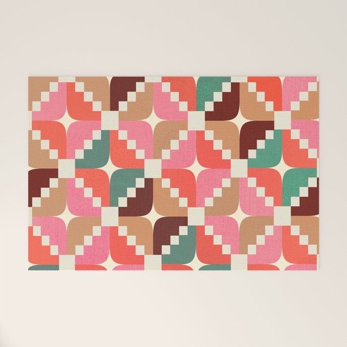 Winter Retro Quilt Pattern Welcome Mat Gallery Image 1