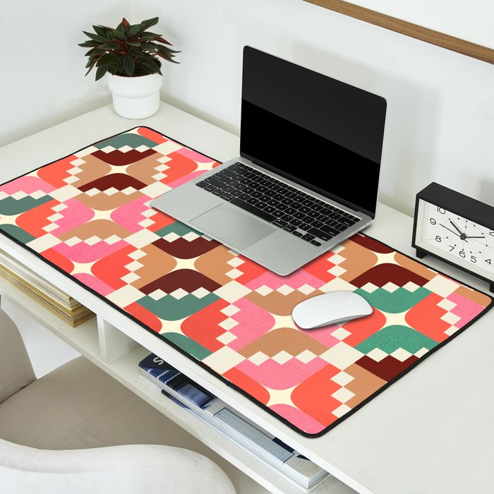 Winter Retro Quilt Pattern Desk Mat Gallery Image 2