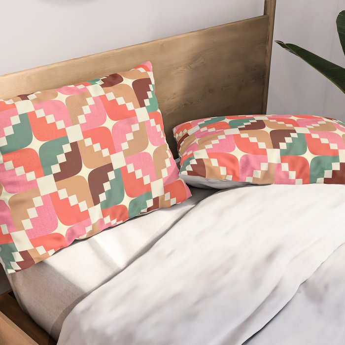 Winter Retro Quilt Pattern Pillow Sham Gallery Image 2