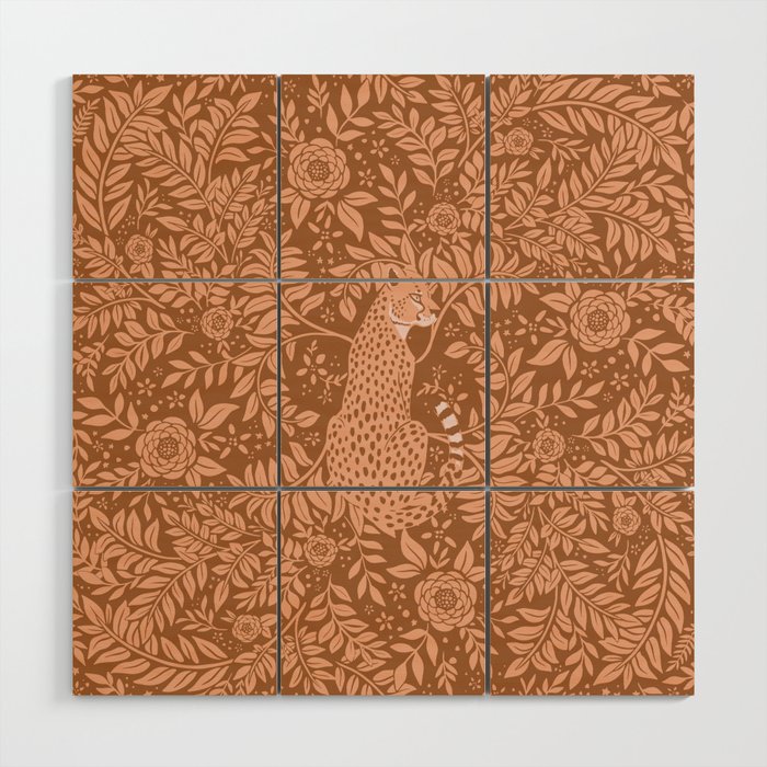 Summer Cheetah Floral Pattern - Fawn Brown Wood Wall Art Gallery Image 1