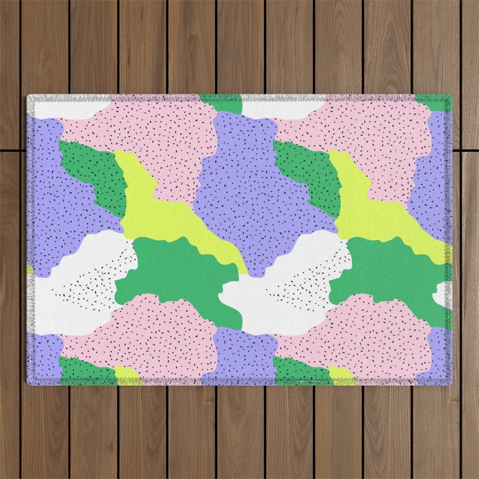 Abstract colorful retro 90s art pattern Outdoor Rug Gallery Image 1