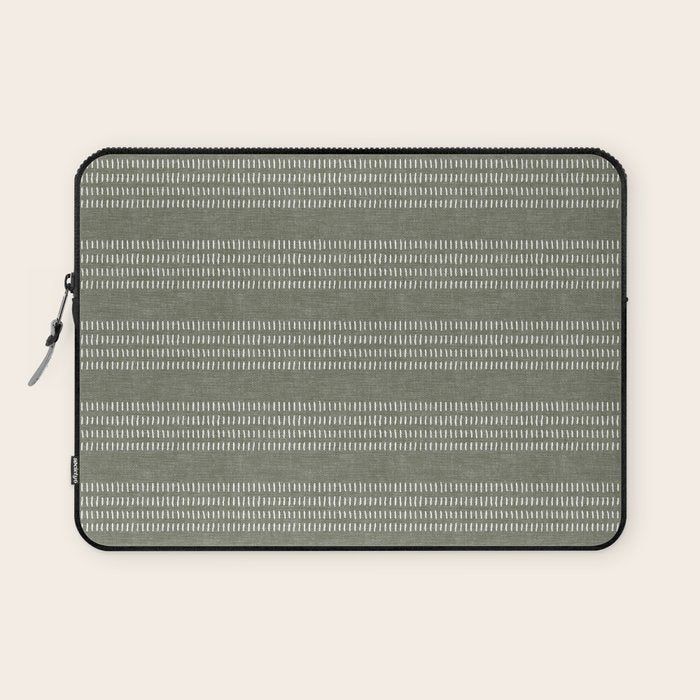 farmhouse stitch - olive Laptop Sleeve Gallery Image 1