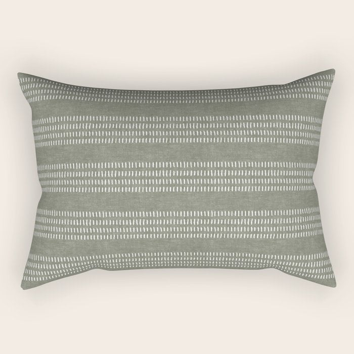 farmhouse stitch - olive Rectangular Pillow Gallery Image 2