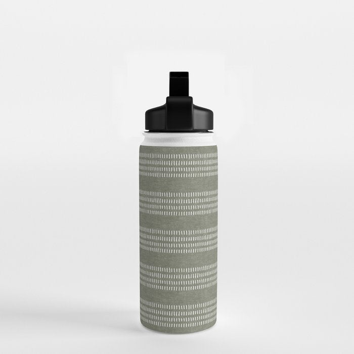 farmhouse stitch - olive Water Bottle Gallery Image 2