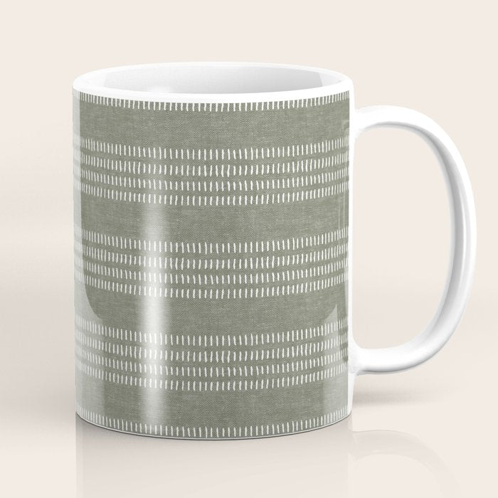 farmhouse stitch - olive Coffee Mug Gallery Image 1