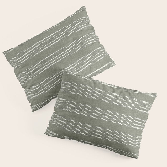 farmhouse stitch - olive Pillow Sham Gallery Image 3