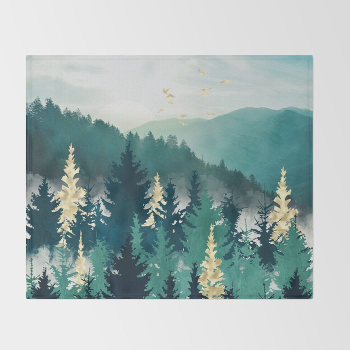 Blue Forest Mist Throw Blanket Gallery Image 2