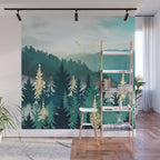 Blue Forest Mist Wall Mural Gallery Image 1