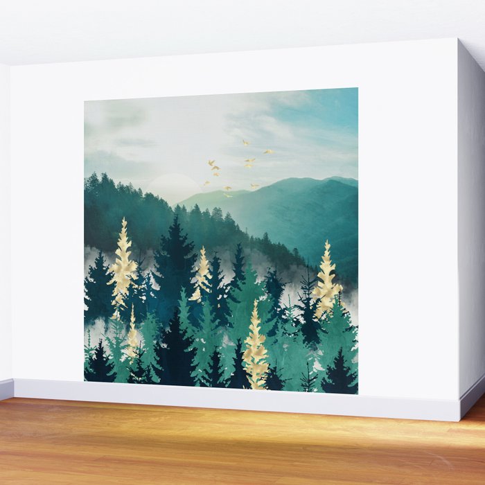 Blue Forest Mist Wall Mural Gallery Image 2