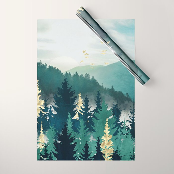 Blue Forest Mist Wrapping Paper Gallery Image 1