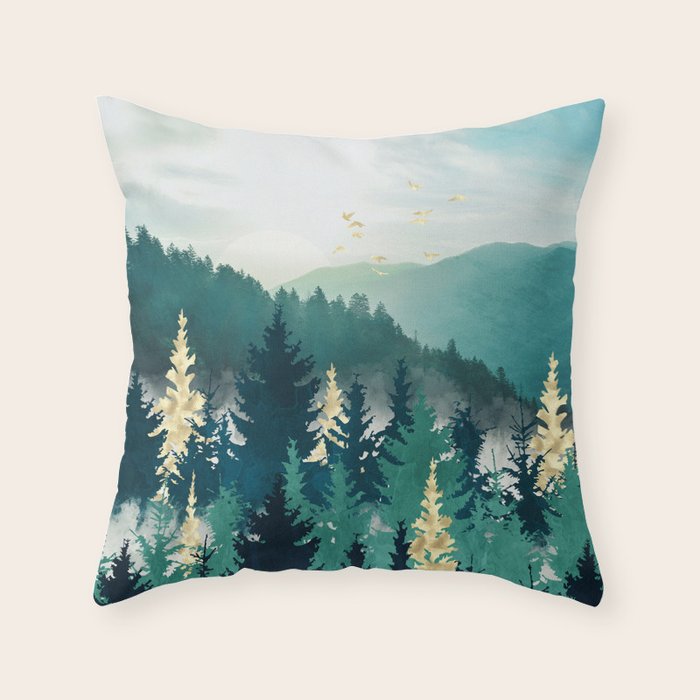 Blue Forest Mist Throw Pillow Gallery Image 6