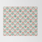 Christmas Dogs Festive Furry Holiday Ornaments Damask Pastel Green Throw Blanket Gallery Image 2