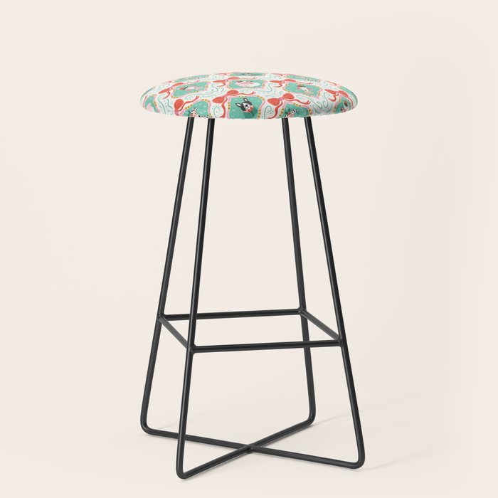 Christmas Dogs Festive Furry Holiday Ornaments Damask Pastel Green Stool Gallery Image 1