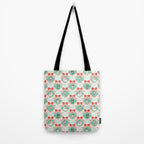 Christmas Dogs Festive Furry Holiday Ornaments Damask Pastel Green Tote Bag Gallery Image 2