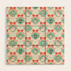 Christmas Dogs Festive Furry Holiday Ornaments Damask Pastel Green Wood Wall Art Gallery Image 1