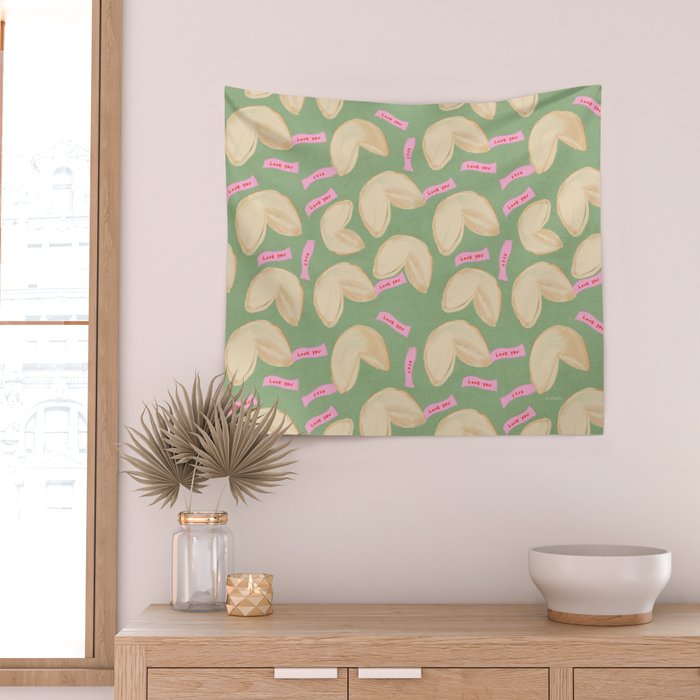 Love Fortune Cookies Matcha Green  Wall Tapestry Gallery Image 2