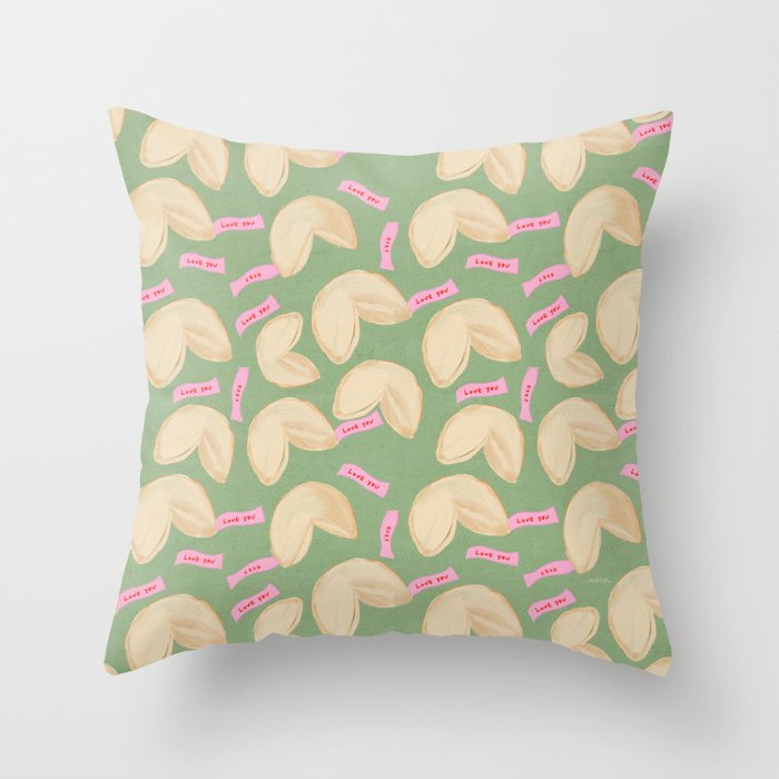 Love Fortune Cookies Matcha Green  Throw Pillow Gallery Image 1