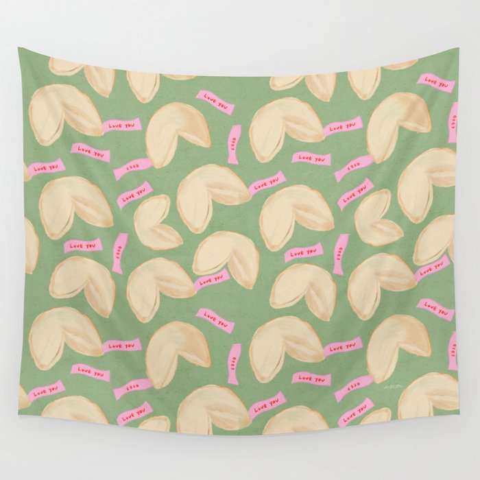 Love Fortune Cookies Matcha Green  Wall Tapestry Gallery Image 4