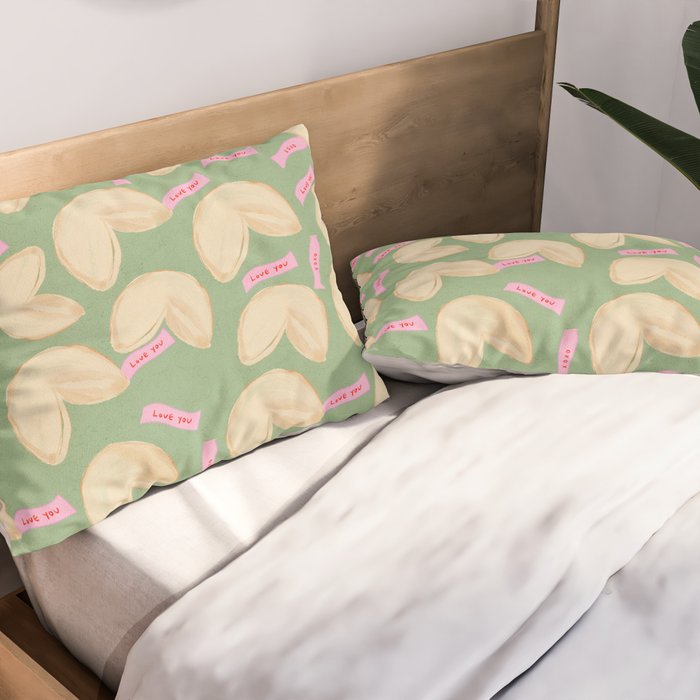 Love Fortune Cookies Matcha Green  Pillow Sham Gallery Image 2