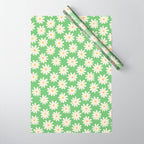 Retro Daisy Flower in Green Wrapping Paper Gallery Image 1