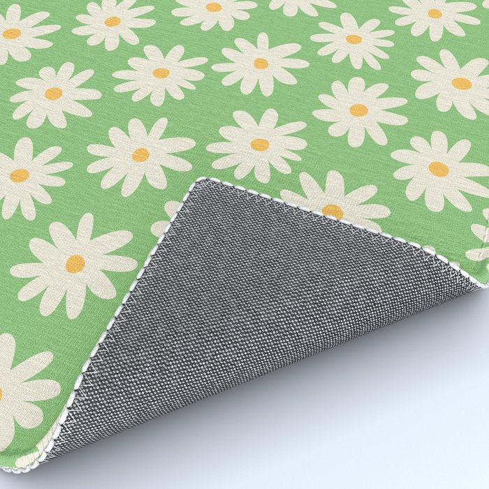 Retro Daisy Flower in Green Rug Gallery Image 4