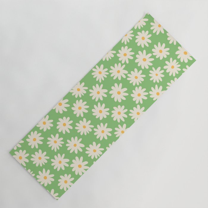 Retro Daisy Flower in Green Yoga Mat Gallery Image 1
