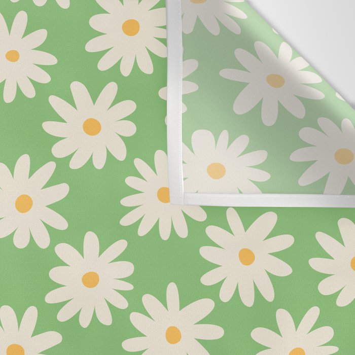 Retro Daisy Flower in Green Wall Tapestry Gallery Image 3