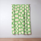 Retro Daisy Flower in Green Window Curtain Gallery Image 3