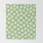 Retro Daisy Flower in Green Throw Blanket Gallery Image 2