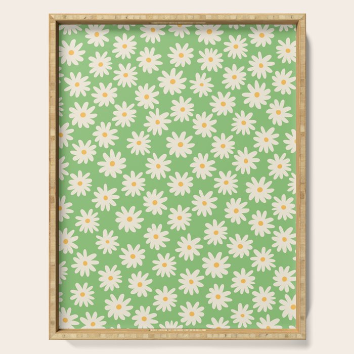 Retro Daisy Flower in Green Serving Tray Gallery Image 1