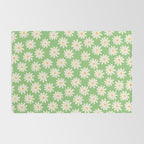 Retro Daisy Flower in Green Rug Gallery Image 2