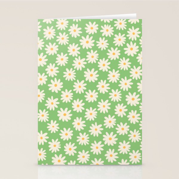 Retro Daisy Flower in Green Stationery Card Gallery Image 2