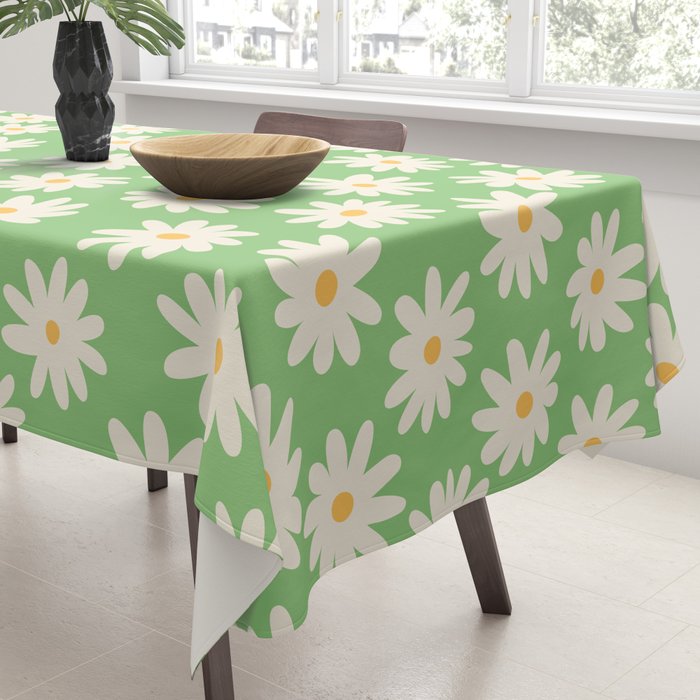 Retro Daisy Flower in Green Tablecloth Gallery Image 3