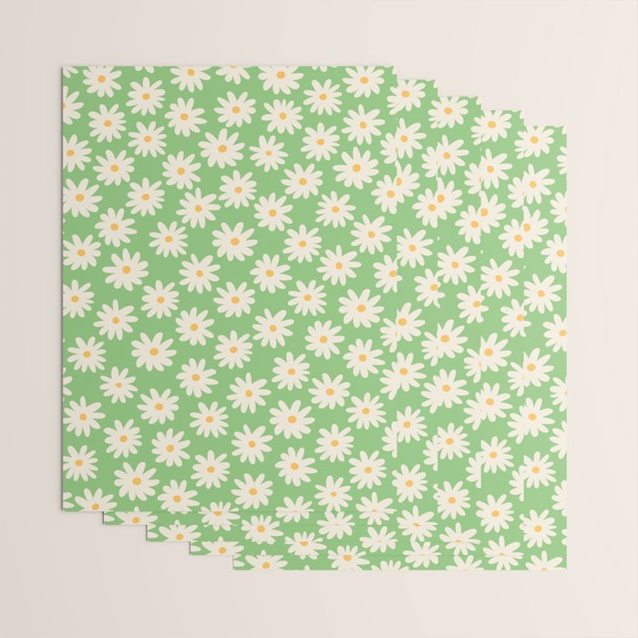 Retro Daisy Flower in Green Wrapping Paper Gallery Image 3