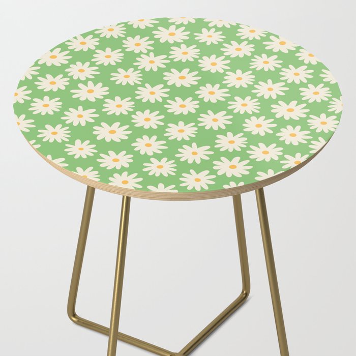 Retro Daisy Flower in Green Side Table Gallery Image 2