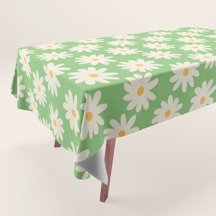 Retro Daisy Flower in Green Tablecloth Gallery Image 1
