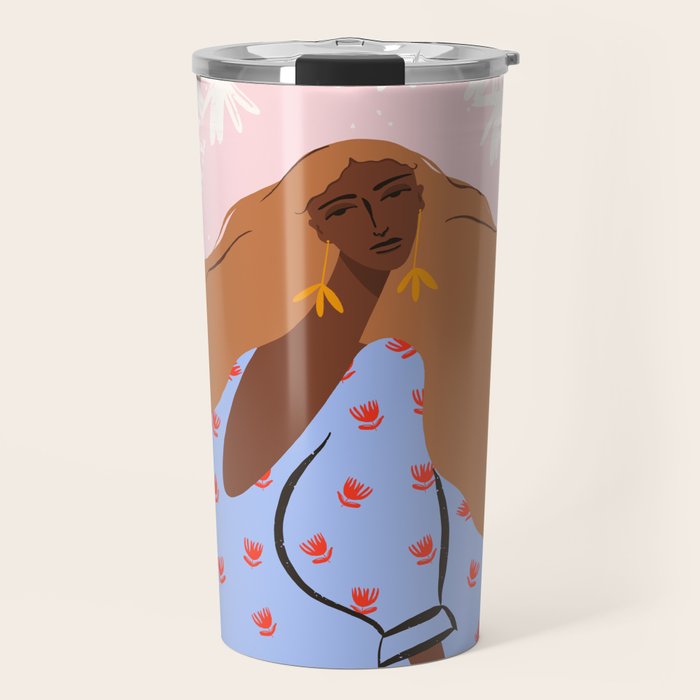 Woman Looking Back Travel Mug Gallery Image 1