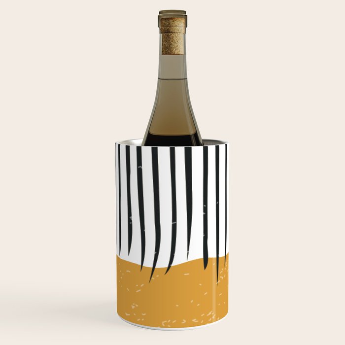 (White Background) Mid Century Modern Minimalist Rothko Inspired Color Field With Lines Geometric Style  Wine Chiller Gallery Image 3