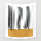 (White Background) Mid Century Modern Minimalist Rothko Inspired Color Field With Lines Geometric Style  Wall Tapestry Gallery Image 4