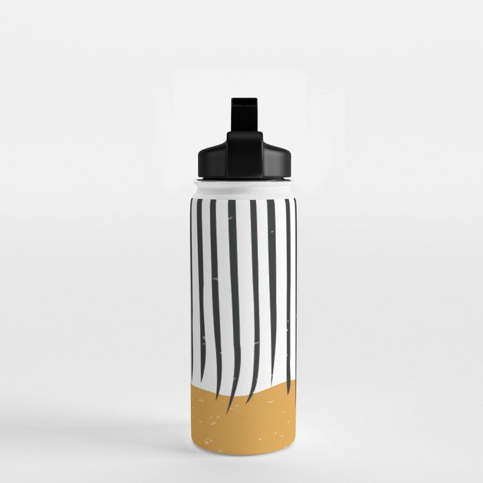 (White Background) Mid Century Modern Minimalist Rothko Inspired Color Field With Lines Geometric Style  Water Bottle Gallery Image 2